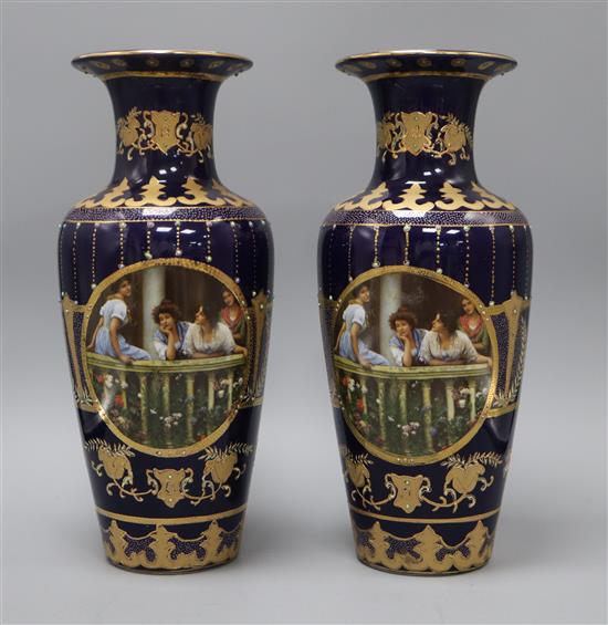 A pair of Sevres-style vases height 36cm